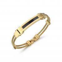 Titanium Staal Armband, met Koolstofvezel, gold plated, voor de mens, 205x8mm, Verkocht door Strand