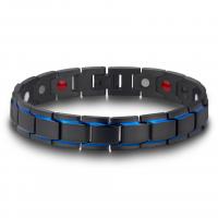 Titanium Staal Armband, met Magneet, plated, voor de mens, zwart, 215x12mm, Verkocht door Strand