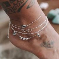 Zink Alloy Anklet, Bärbara & 4 stycken & mode smycken, silver, Säljs av Ställ