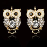 Zinc Alloy Rhinestone Pendler, med Rhinestone, Owl, du kan DIY, gylden, 20pc'er/Bag, Solgt af Bag