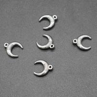 Ciondoli gioielli in acciaio inox, Luna, placcato, DIY, argento, 15*16*4mm, 100PC/borsa, Venduto da borsa