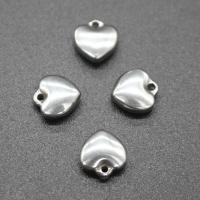 Acciaio inossidabile Cuore Ciondoli, acciaio inox, placcato, DIY, argento, 8*9*4mm, Foro:Appross. 0.5mm, 100PC/borsa, Venduto da borsa