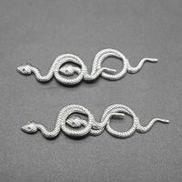 En acier inoxydable bijoux Cabochon, serpent, Placage, DIY, argent, 50*17*2mm, Trou:Environ 1mm, 100PC/sac, Vendu par sac