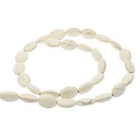 Grânulos de turquesas, Magnesita, Oval, esculpidas, DIY, branco, 10x14mm, 28PCs/Strand, vendido por Strand