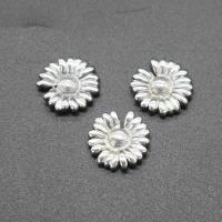 En acier inoxydable bijoux Cabochon, fleur, Placage, DIY, argent, 14*14*1mm, 100PC/sac, Vendu par sac