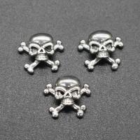 Stainless Steel smycken Cabochon, ROSTFRITT STÅL, Skull, plated, DIY, silver, 14*13*4mm, 100PC/Bag, Säljs av Bag