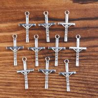 Zinklegering Cross Hangers, Zinc Alloy, Oversteken, plated, Vintage & DIY, zilver, nikkel, lood en cadmium vrij, 15*28mm, Verkocht door PC