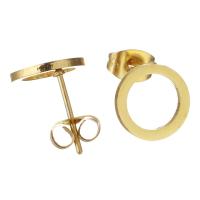 acciaio inox Stud orecchino Set, Orecchino a bottone, Cerchio, placcato, gioielli di moda & per la donna, oro, 10mm, Venduto da coppia