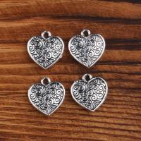 Pendentifs coeur en alliage de zinc, Placage, Vintage & DIY, argent, protéger l'environnement, sans nickel, plomb et cadmium, 14*15mm, Vendu par PC