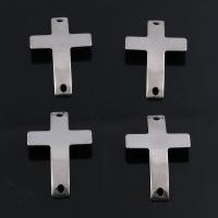 Edelstahl Schmuckverbinder, Kreuz, poliert, DIY, Silberfarbe, frei von Nickel, Blei & Kadmium, 20*34mm, verkauft von PC