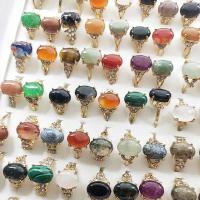 Zinklegering Ring Set, Zinc Alloy, met Natuursteen, plated, Koreaanse stijl & gemengde ringmaat, gemengde kleuren, nikkel, lood en cadmium vrij, Maat:5.5-10, 100pC's/box, Verkocht door box