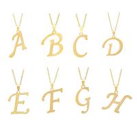 Collier d'acier titane, Lettre d’alphabet, Placage, unisexe & styles différents pour le choix, plus de couleurs à choisir, Longueur Environ 17.71 pouce, 20Strandstoron/lot, Vendu par lot