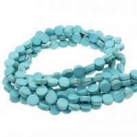 Turquoise Beads Flat Round polished DIY blue 10*10mm Sold By Strand