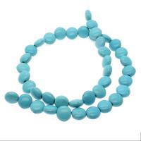 Tyrkysové korálky, Syntetický Turquoise, Flat Round, lesklý, DIY, modrý, 10*10mm, 38PC/Strand, Prodáno By Strand