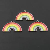 Zink-Legierung-Emaille-Anhänger, Zinklegierung, Regenbogen, plattiert, DIY, farbenfroh, frei von Nickel, Blei & Kadmium, 33*28*2mm, Bohrung:ca. 2mm, 50PCs/Tasche, verkauft von Tasche