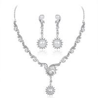 Zinc Alloy Jewelry Sets with Plastic Pearl 2 pieces & fashion jewelry white Sold By Set