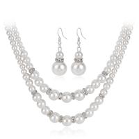 Zink Alloy Jewelry Sets, med Plast Pearl, 2 stycken & mode smycken, vit, Säljs av Ställ