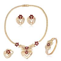 Zinklegering Sieraden Sets, Zinc Alloy, met Bergkristal, 4 stuks & mode sieraden, gouden, Verkocht door Stel