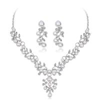 Zink Alloy Jewelry Sets, med STRASS, 2 stycken & mode smycken, silver, Säljs av Ställ