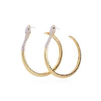 Zinc Alloy Hoop Earring, Donut, guldfarve belagt, for kvinde & med rhinestone, 83mm, Solgt af par