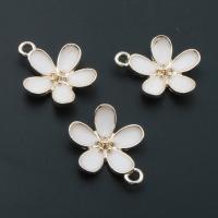 Zinc Alloy Enamel Pendants Flower plated DIY white nickel lead & cadmium free 20*20*4mm Approx 2mm Sold By Bag