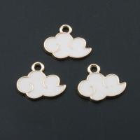 Zinc Alloy Enamel Pendants Cloud plated DIY white nickel lead & cadmium free 18*11*1.3mm Approx 2mm Sold By Bag