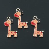 Zink-Legierung-Emaille-Anhänger, Zinklegierung, Giraffe, plattiert, DIY, orange, frei von Nickel, Blei & Kadmium, 16*24*1mm, Bohrung:ca. 2mm, 50PCs/Tasche, verkauft von Tasche