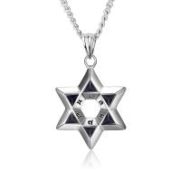 Edelstahl Schmuck Anhänger, Hexagram, poliert, hohl, 29x34mm, verkauft von PC