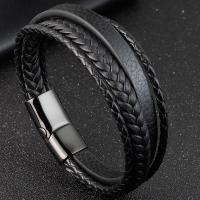 
Herren Armband, Titanstahl, mit PU Leder, poliert, verschiedene Größen vorhanden & für den Menschen & Multi-Strang, schwarz, verkauft von PC