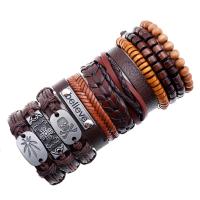 Faux Leather Bracelet Set wrist wreath with Wax Cord 12 pieces & fashion jewelry & Unisex 60mm Sold By Set