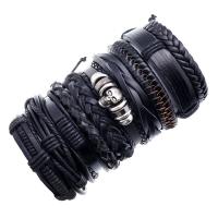 Ecopelle Bracciale Set, polso corona, with corda di cera, 10 pezzi & gioielli di moda & unisex, 60mm, Venduto da set