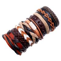 Faux Leather Bracelet Set wrist wreath with Wax Cord 10 pieces & fashion jewelry & Unisex 60mm Sold By Set