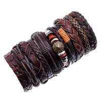 Ecopelle Bracciale Set, polso corona, with corda di cera, 10 pezzi & gioielli di moda & unisex, 60mm, Venduto da set