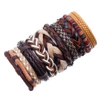 Faux Leather Bracelet Set wrist wreath with Wax Cord 10 pieces & fashion jewelry & Unisex nickel lead & cadmium free 60mm Sold By Set