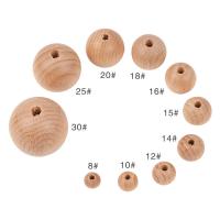 Abalorios de Madera, Madera de haya, Esférico, Bricolaje, 100PCs/Bolsa, Vendido por Bolsa