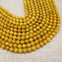 Perles en jade, jaune de jade, Rond, poli, DIY & normes différentes pour le choix, Jaune, Vendu par brin