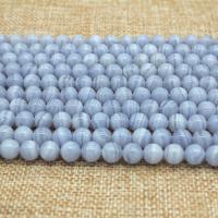 Natural Chalcedony Bead Blue Chalcedony Round polished DIY blue Sold By Strand