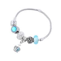 Pulseira de European, liga de zinco, with cristal, joias de moda & com strass, azul, 19cm, vendido por PC