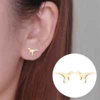 Roestvrij staal Stud Earrings, Dinosaurus, plated, mode sieraden & voor vrouw, meer kleuren voor de keuze, 10*6mm, Verkocht door pair