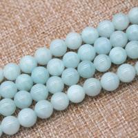 Perles en jade, Pierre naturelle, Rond, poli, DIY, bleu, Vendu par brin