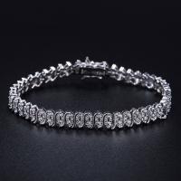 Cilindrata Zircone Bracciale in ottone micro pavimenta, placcato, Micro spianare cubic zirconia & per la donna, nessuno, 7mm, Venduto per Appross. 7.4 pollice filo