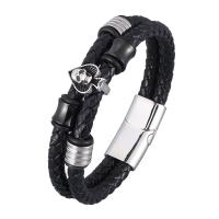 Men Bracelet Split Layer Cowhide Leather plated fashion jewelry & for man black Sold By PC