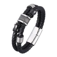 Pulseira masculina, Split camada do couro, banhado, joias de moda & para o homem, preto, vendido por PC