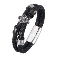 Men Bracelet Split Layer Cowhide Leather plated fashion jewelry & for man black Sold By PC