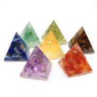 Natuurlijke Quartz piramide Decoratie, met Natuurlijk grind, 7 stuks, gemengde kleuren, 20x20x20mm, Verkocht door PC