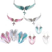 Zinc Alloy Jewelry Sets Key plated & for woman & with rhinestone mixed colors Length Approx 16.14 Inch Sold By PC