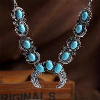 Collier turquoise de mode, alliage de zinc, avec turquoise, avec 3.14 inch chaînes de rallonge, Placage, style folk & pour femme, 60mm, Vendu par Environ 19.68 pouce brin