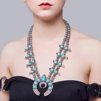 Fashion Turquoise Ketting, Zinc Alloy, met turkoois, plated, folk stijl & voor vrouw, meer kleuren voor de keuze, 65mm, Per verkocht Ca 22.83 inch Strand