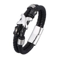 Pulseira masculina, Split camada do couro, banhado, joias de moda & para o homem, preto, vendido por Strand