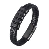 Los hombres de la pulsera y del brazalete, cuero de imitación, Patrón Geométrico, chapado, Joyería & unisexo, Negro, Vendido por Sarta